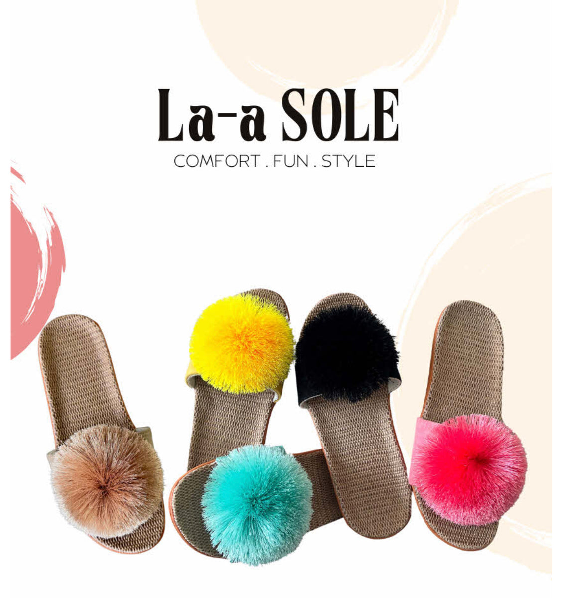 Pom Pom Slides  Red – La-a SOLE