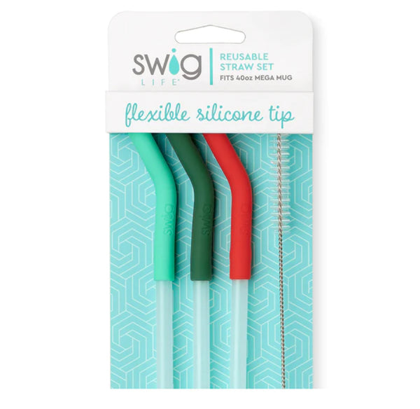 Swig Reusable Mega Straw Set In Mint/Green/Red