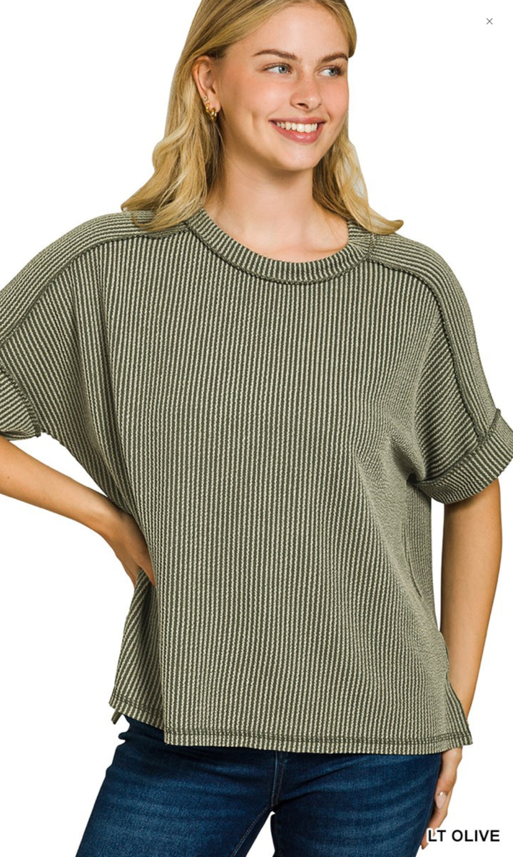 Zenana Corded Cuffed Sleeve Top, Assorted Colors – MeLinda's Fine