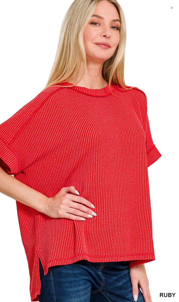 Zenana Corded Cuffed Sleeve Top, Assorted Colors – MeLinda's Fine