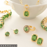 Sorrelli Octavia Scalloped Stud Earrings in Peridot