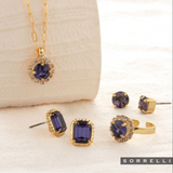 Sorrelli Octavia Scalloped Stud Earrings in Purple Velvet