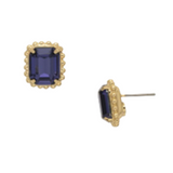 Sorrelli Scalloped Emerald Cut Stud Earrings