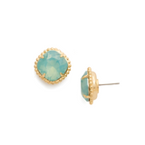 Sorrelli Cushion Cut Stud Earrings in Pacific Opal
