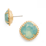 Sorrelli Cushion Cut Stud Earrings in Pacific Opal