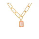 Sorrelli Nia Emerald Pendant Necklace in Peach Delite