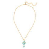 Sorrelli Clarissa Cross Pendant Necklace in Summer Blue Delite