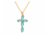 Sorrelli Clarissa Cross Pendant Necklace in Summer Blue Delite
