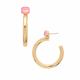 Sorrelli Keeley Emerald Cut Hoop Earrings, Light Rose Delite