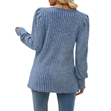 Square Neck Bubble Sleeve Sweater