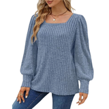 Square Neck Bubble Sleeve Sweater
