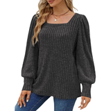 Square Neck Bubble Sleeve Sweater