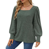 Square Neck Bubble Sleeve Sweater