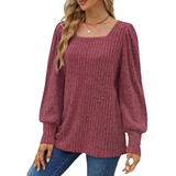 Square Neck Bubble Sleeve Sweater