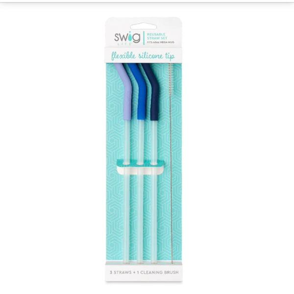 Swig Reusable Mega Straw Set In Blue