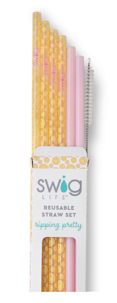 Swig “Oh Happy Day” Reusable Straw Set (Tall)