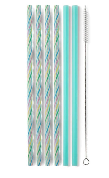 Swig Rainbow Stripe Reusable  Straw Set (Tall)