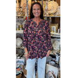 Dear Scarlett "Liz" Faux Pocket Top in Navy