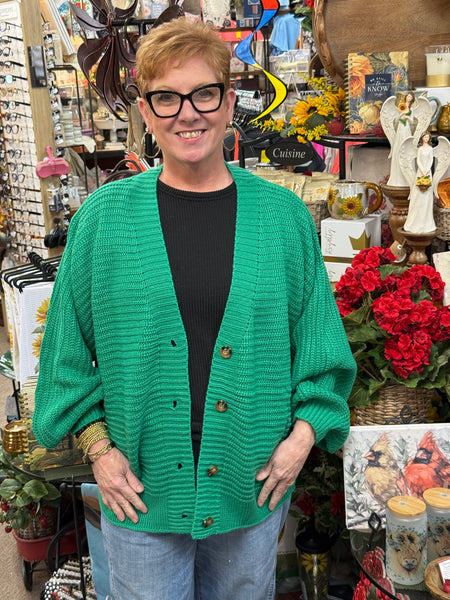 Button Down Oversized V-Neck Cardigan, Assorted Colors