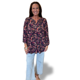 Dear Scarlett "Liz" Faux Pocket Top in Navy