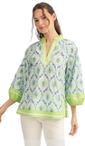 Jodifl Baroque Floral Print Top in Lime