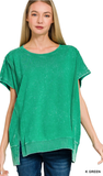 ZENANA French Terry Acid Washed Top, Assorted Colors