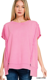 ZENANA French Terry Acid Washed Top, Assorted Colors