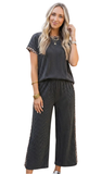 Leopard Trimmed Ribbed Pants Set