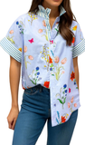 LDC Button Floral Blouse, Assorted Colors
