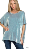 Zenana Corded Rib Oversized Short Sleeve Top, Assorted Colors