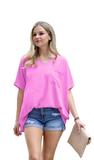 Zenana Oversized V-Neck Pocket Top, Assorted Colors