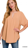 ZENANA Airflow Split Neck Top, Assorted Colors