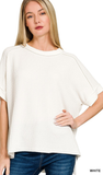 Zenana Corded Cuffed Sleeve Top, Assorted Colors