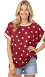 HEIMISH Short Sleeve Star French Terry Top, Assorted Colors