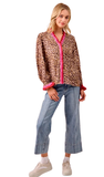 Bibi Ruffled Contrast Leopard Print Long Sleeve Top