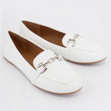CCOCCI “Tory-9” Metallic Flat Loafer In White