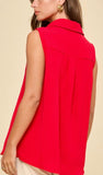 Dear Scarlett Woven Button Down Collared Sleeveless Top, Assorted Colors