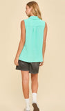 Dear Scarlett Woven Button Down Collared Sleeveless Top, Assorted Colors