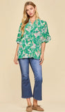 Dear Scarlett “Lizzy” Breeze Sleeve Easy-Care Top In Emerald