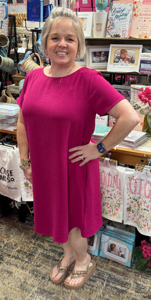 Mittoshop Round Neck Dress In Magenta