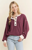 Heimish Long Sleeve Contrast Urban Ribbed Top, Assorted Colors