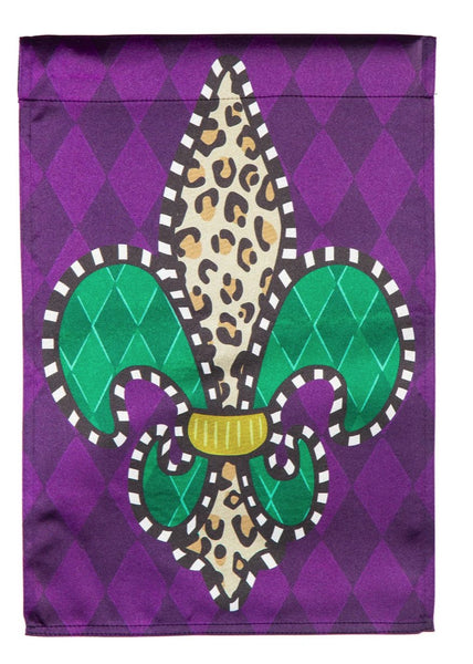 ‘Animal Print Fleur de Lis’ Decorative Flag