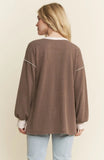 Heimish Long Sleeve Contrast Urban Ribbed Top, Assorted Colors
