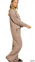 ZENANA Slub Pant Set, Assorted Colors
