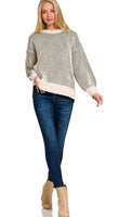 Zenana Two Toned CrewneckSweater, Assorted Colors