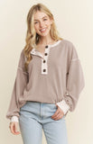 Heimish Long Sleeve Contrast Urban Ribbed Top, Assorted Colors