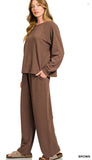 ZENANA Slub Pant Set, Assorted Colors