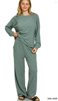 ZENANA Slub Pant Set, Assorted Colors