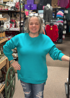 Zenana Pocketed Sweatshirt In Turquoise