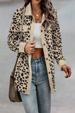 Button Down Long Sleeve Leopard Jacket